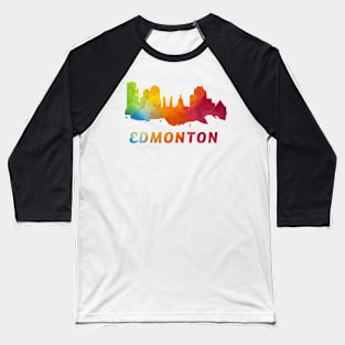 Edmonton Skyline Watercolor Style Baseball T-Shirt